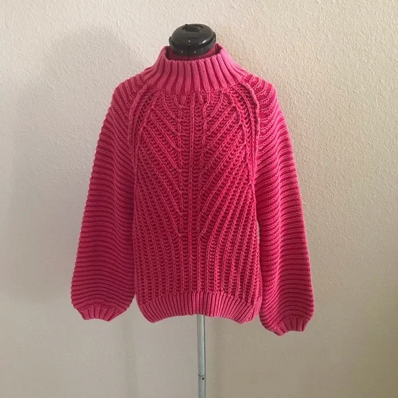 Free People Textured Knit Sweetheart Sweater in Pink Size Medium - Picture 6 of 9